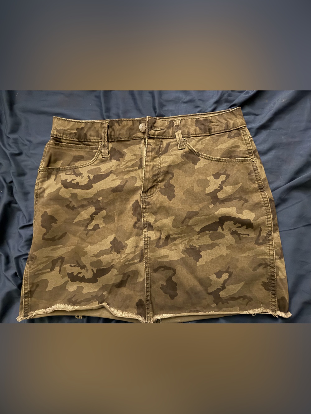 Mudd Camo Mini Skirt in Olive and Dark Brown